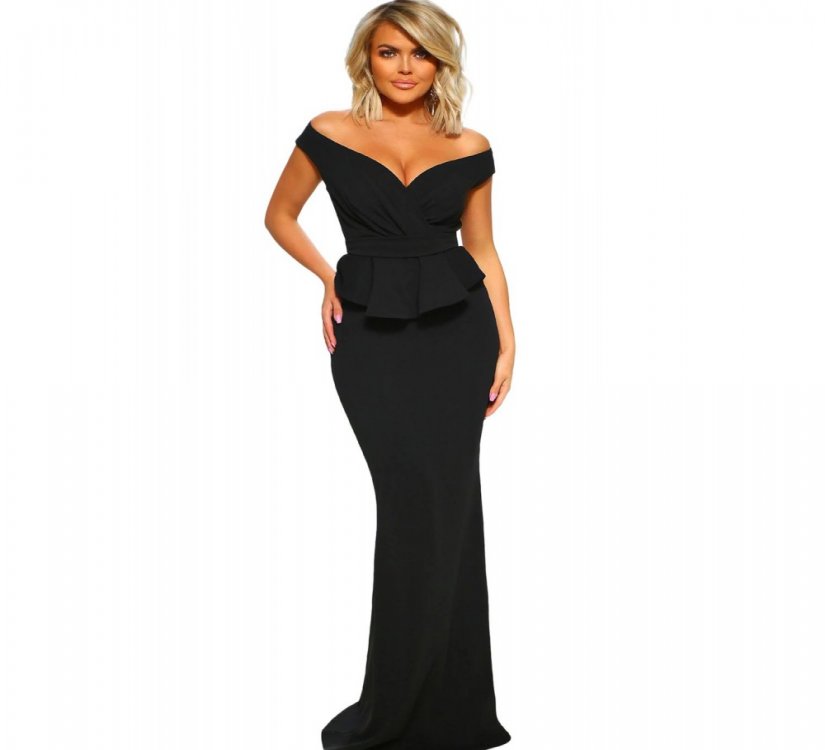 Black Cross Over Peplum Maxi Dress - from category Maxi Dresses