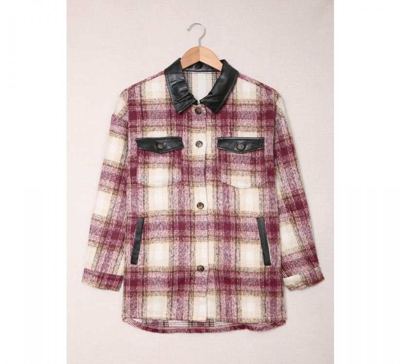 Plaid Print Long Sleeve Button-up Jacket with Pocket - from category Jackets & Coats