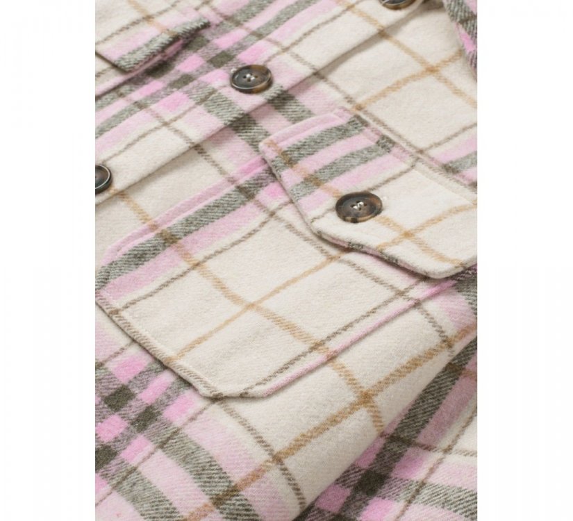 Pocketed Button-up Long Sleeve Plaid Jacket - from category Jackets & Coats