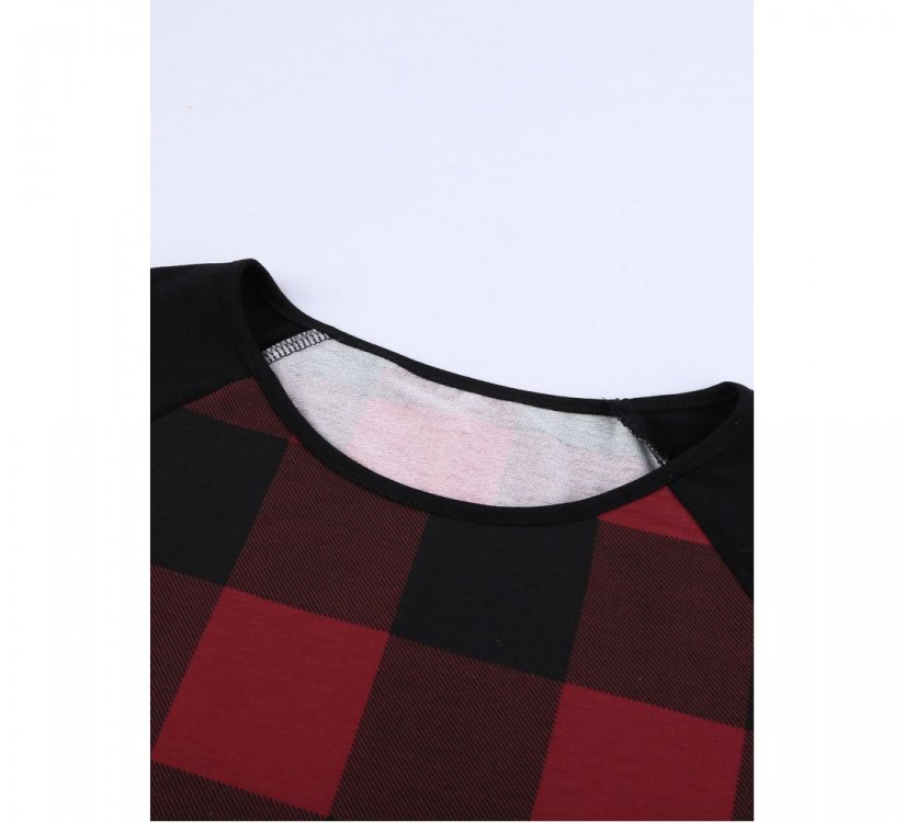 Red Plaid Long Sleeve Top with Elbow Patch - from category Long Sleeve Tops