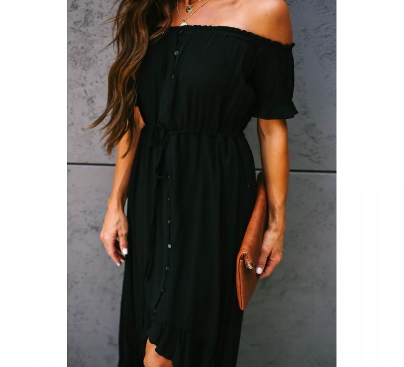 Black Glaze High Low Off The Shoulder Maxi Dress - from category Maxi Dresses