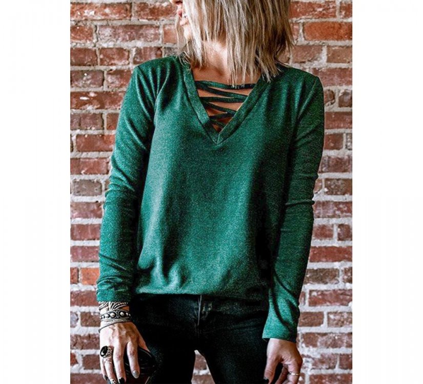 Criss Cross V Neck Long Sleeve Top - from category Long Sleeve Tops