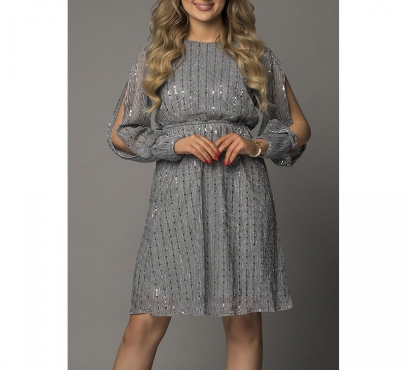 Gray Sequin Split Sleeve Midi Dress - from category Midi Dresses