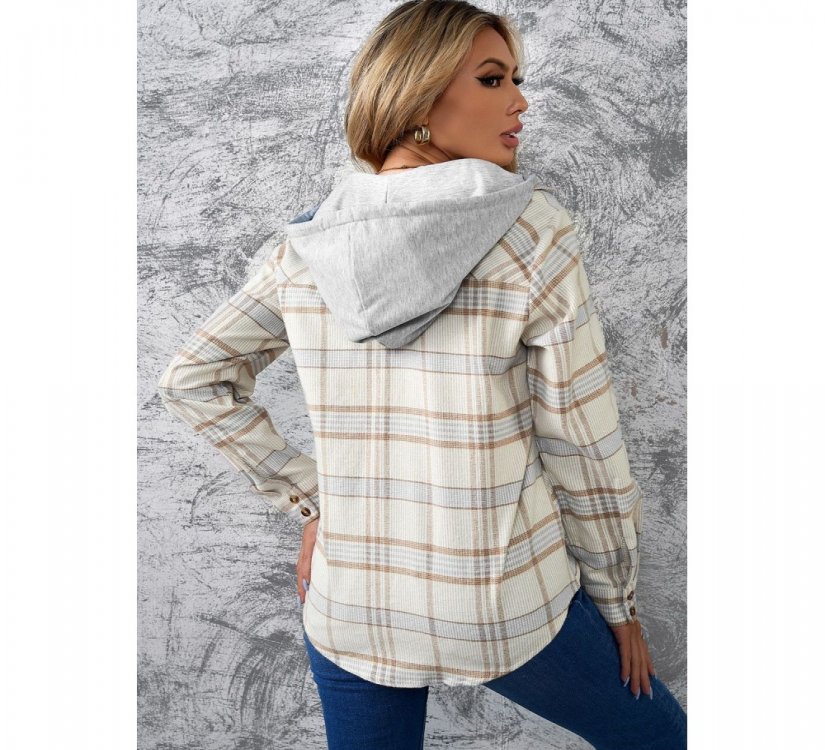 Khaki Plaid Hooded Shirt Coat - from category Jackets & Coats